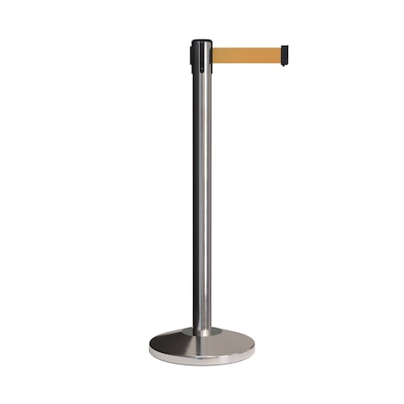 Montour Line Stanchion Belt Barrier Pol.Steel Post 13ft. Brown Belt ES400-PS-BN-130